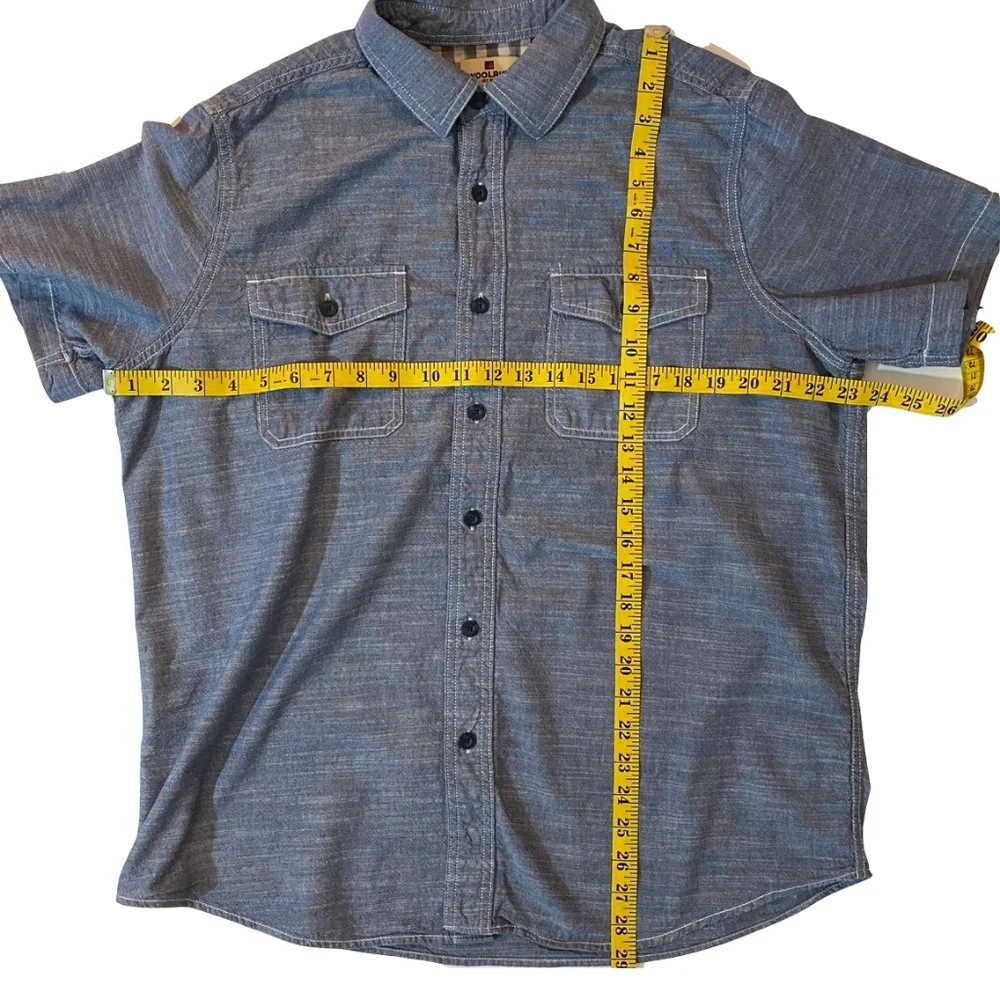 Woolrich Men's Chambray Short Sleeve Button Down Shirt Size Large - Picture 7 of 8